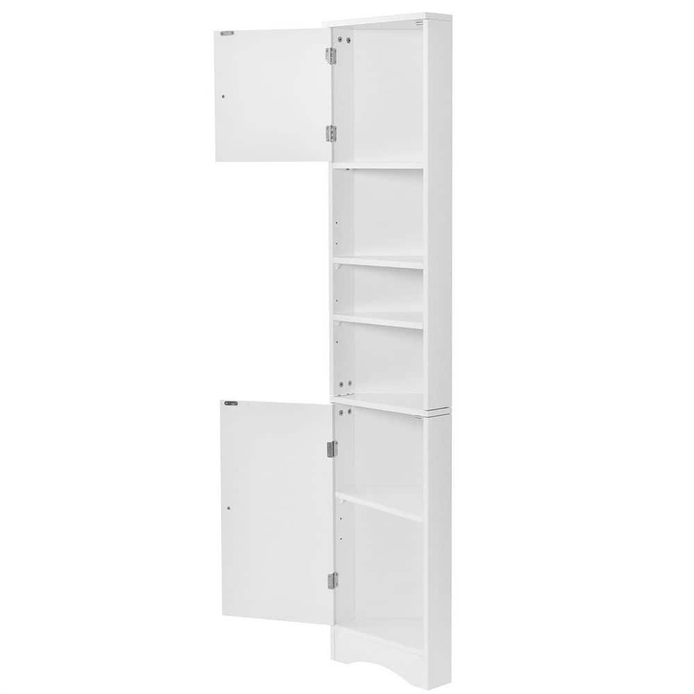 9.4 in. W x 14.6 in. D x 66.9 in. H White MDF Linen Cabinet with Adjustable Shelf 2 Doors price history on PriceWatchPro