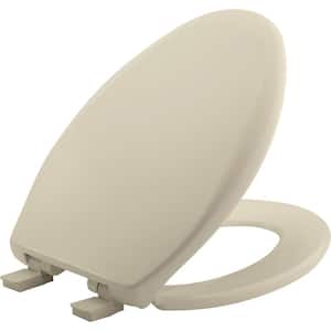 Affinity Elongated Soft Close Plastic Closed Front Toilet Seat in Bone Never Loosens and Removes for Easy Cleaning