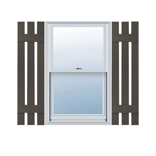 Ekena Millwork 12 in. x 51 in. Lifetime Vinyl Standard Three Board Spaced Board and Batten Shutters Pair Musket Brown