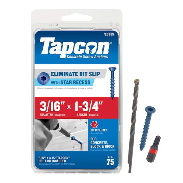 Tapcon 3/16 in. x 1-3/4 in. Star Flat-Head Concrete Anchors (75-Pack)
