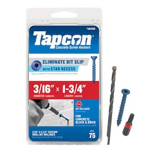 3/16 in. x 1-3/4 in. Star Flat-Head Concrete Anchors (75-Pack)