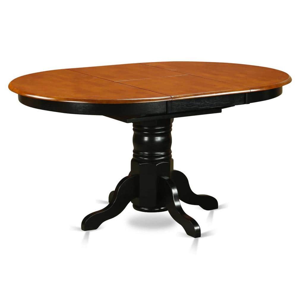 Black and Cherry Oval Wood Dining Set with 6 High Back Armless Chairs