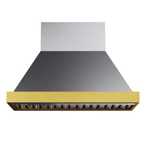 48 in. 800 CFM Wall Mounted Range Hood in Stainless Steel with Gold Accents