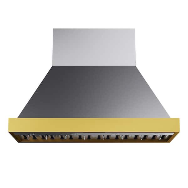 Kucht 48 in. 800 CFM Wall Mounted Range Hood in Stainless Steel with Gold Accents