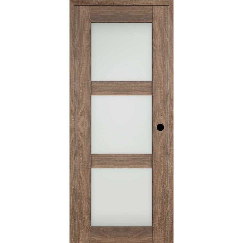 Avon 3 Lite N DIY-Friendly 30 in. х 80 in. Left-Hand Frosted Glass Pecan Nutwood Composite Single Prehung Interior Door price history on PriceWatchPro