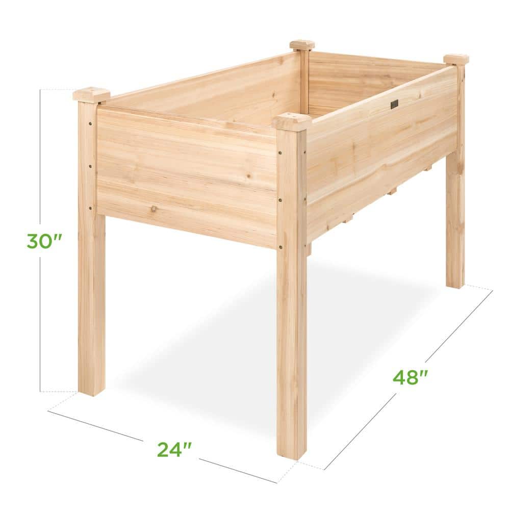 Natural Fir Wood Elevated Garden Planter with Liner, 48"