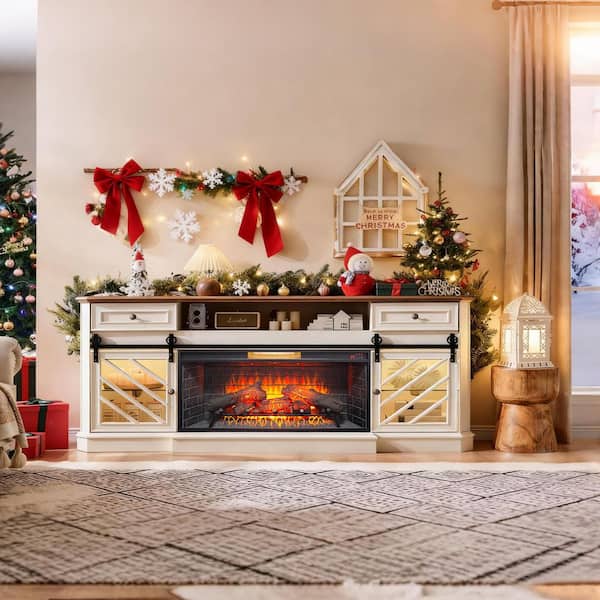 Mondawe 42 in. Vent Free Electric Fireplace Insert, Ultra Thin