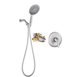 Single Handle 4-Spray Patterns Shower Faucet 2.5 GPM with Pressure Balance Anti Scald in Brushed Nickel