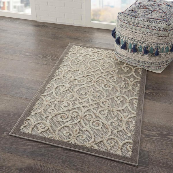 Aloha Natural doormat 3 ft. x 4 ft. Moroccan Modern Indoor/Outdoor Patio Kitchen Area Rug