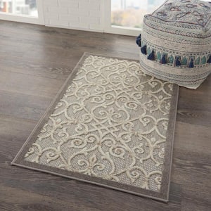 Aloha Natural 3 ft. x 4 ft. Moroccan Modern Indoor/Outdoor Patio Kitchen Area Rug