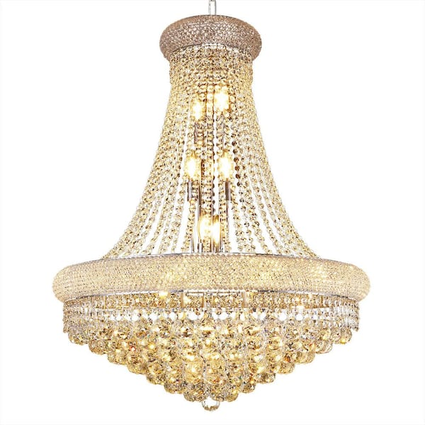 15-Light Chrome Crystal Chandelier Circle Round Chandelier for Dining Living Room Bedroom with Bulbs Included