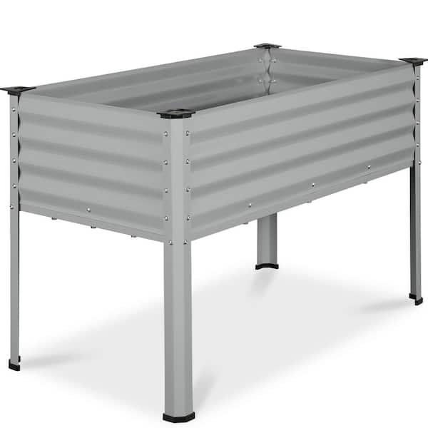 Best Choice Products 48 in. x 24 in. x 30 in. Moonlight Gray Rectangle Galvanized Steel Raised Garden Bed Planter Box
