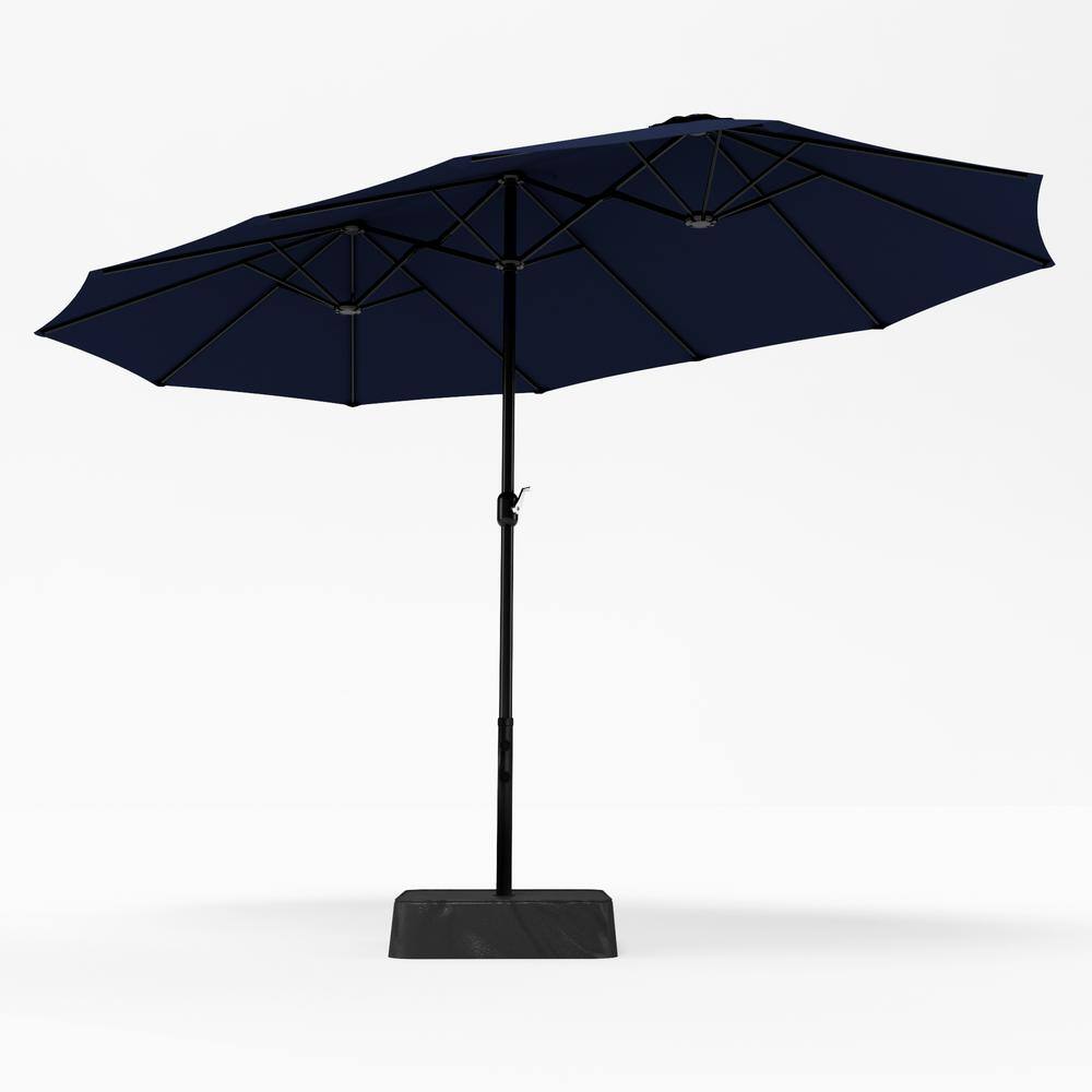 PHI VILLA 15 ft. Market Patio Umbrella With Weights in Blue THD