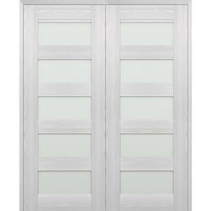 07-07 64 in. W. x 96 in. Both Active 5-Lite Frosted Glass Ribeira Ash Wood Composite Double Prehend Interior Door