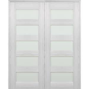 Vona 07-07 72 in. x 80 in. Both Active 5-Lite Frosted Glass Ribeira Ash Wood Composite Double Prehung Interior Door