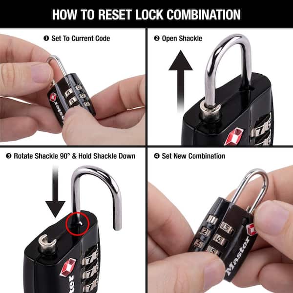 Master Lock TSA Approved Combination Luggage Lock, Resettable, Black  4680DBLKHC - The Home Depot