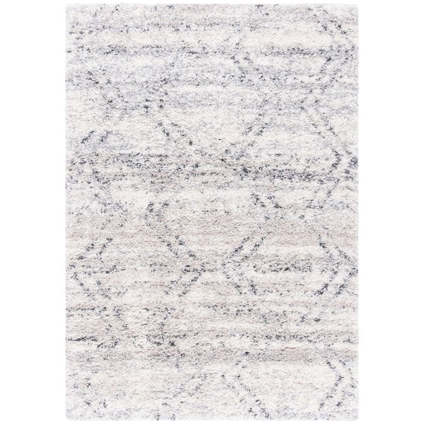 Fontana Shag 10 ft. x 14 ft. Ivory/Gray Zig-Zag Abstract Area Rug