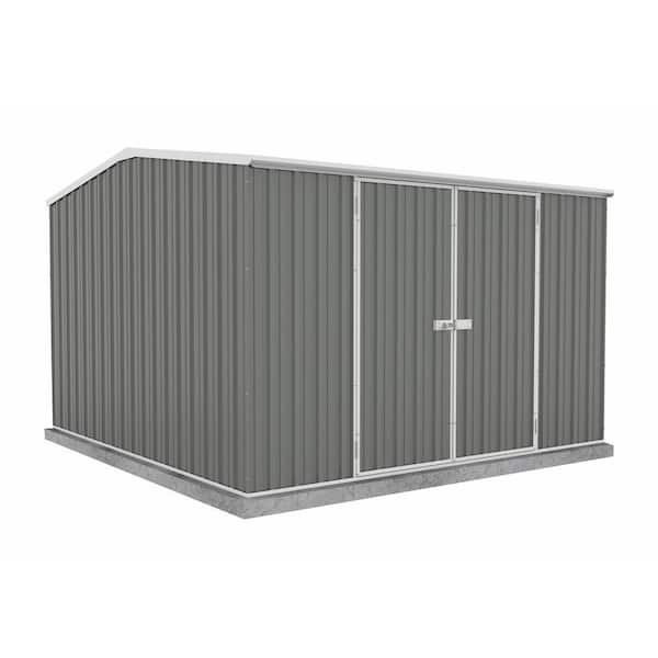 ABSCO Premier 10 ft. x 10 ft. Galvanized Steel Shed in Woodland Gray with SNAPTiTE assembly system (100 sq. ft.)