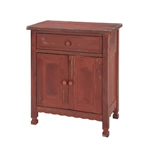 Country Cottage Red Antique Accent Cabinet