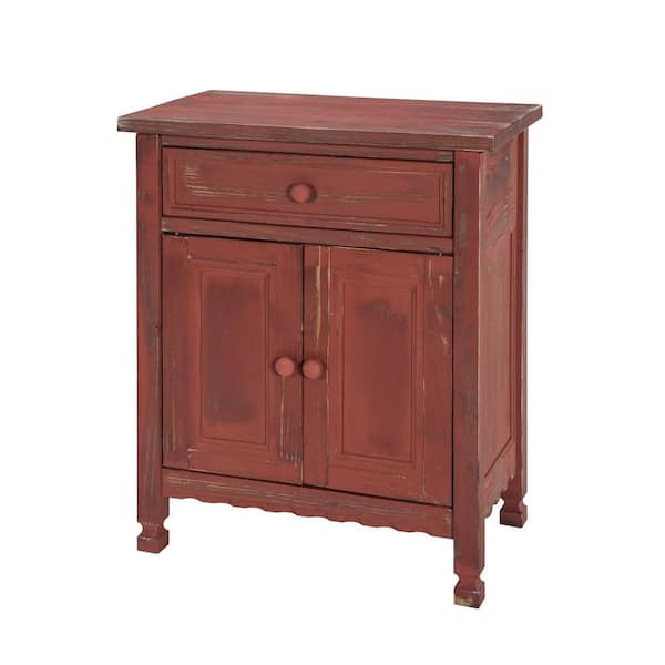 Alaterre Furniture Country Cottage Red Antique Accent Cabinet