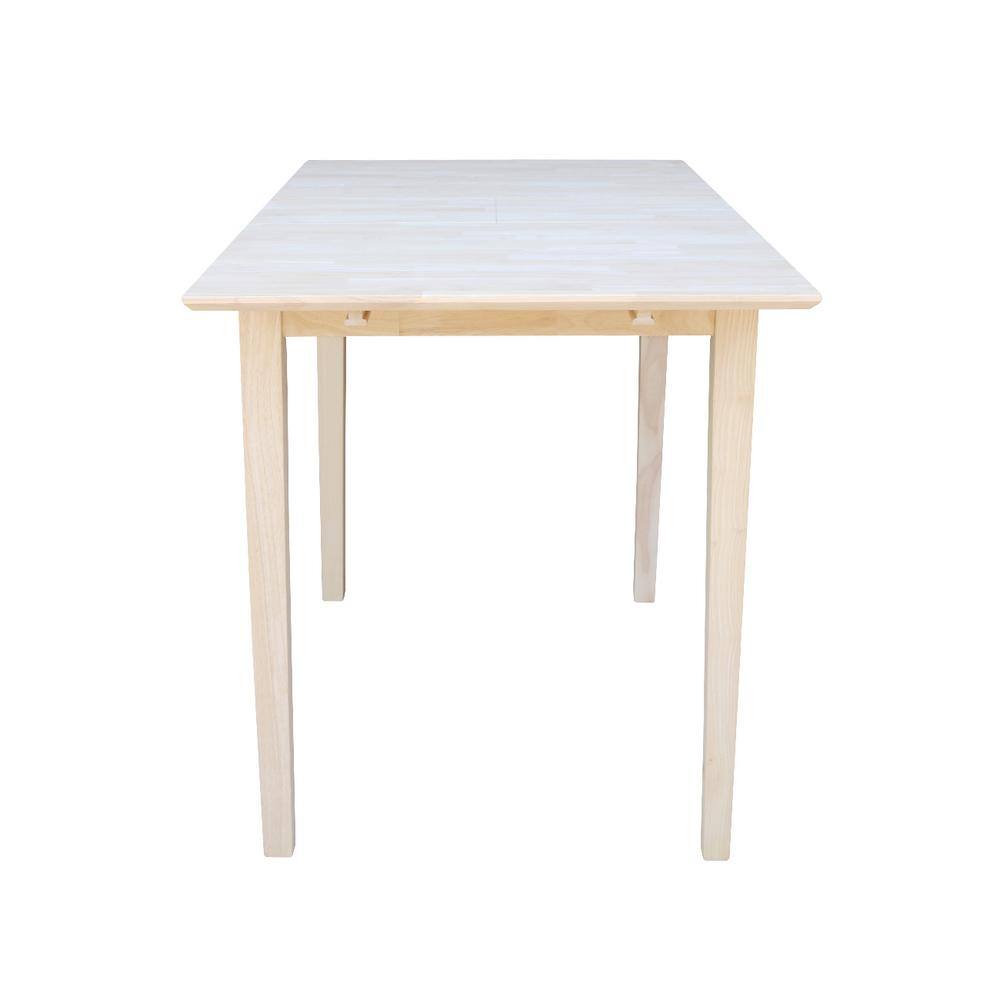 Casual Shaker-Style Extendable Counter Height Dining Table in Unfinished Wood
