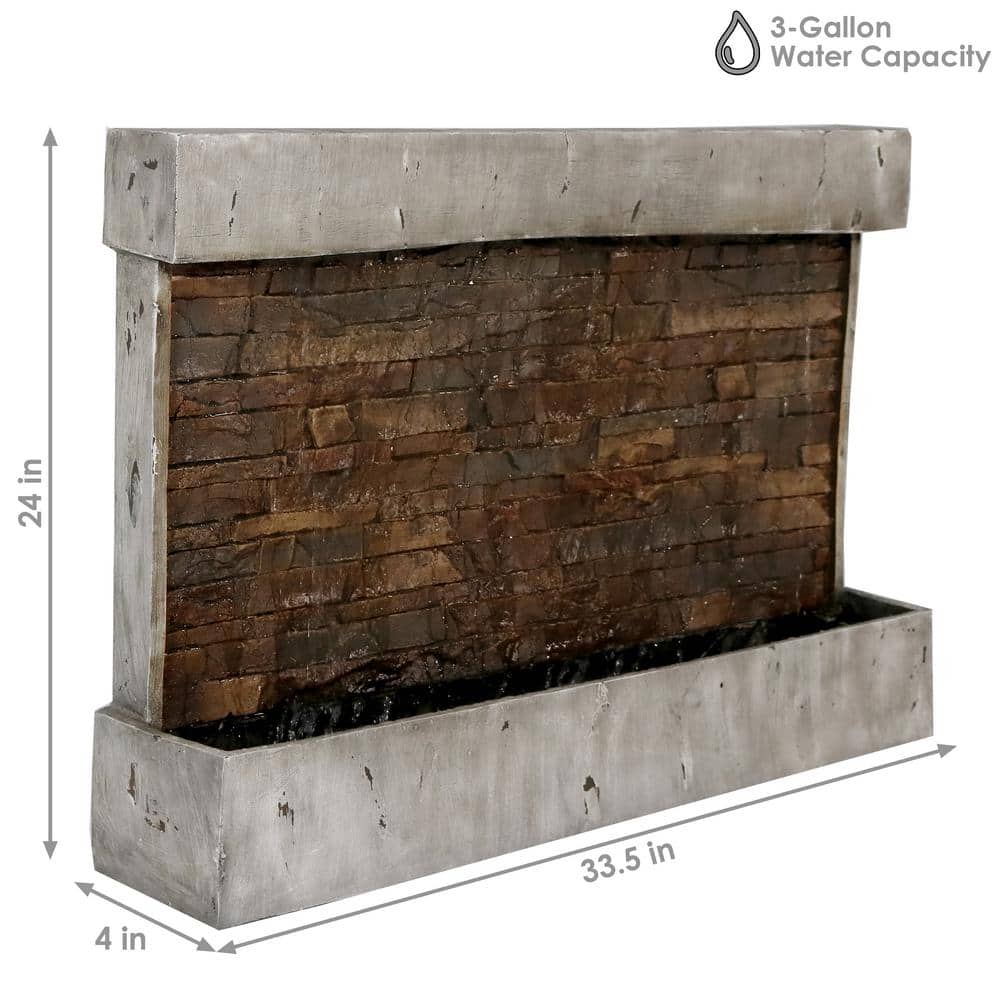 Ancient Brown Polyresin Wall-Mounted Outdoor Fountain