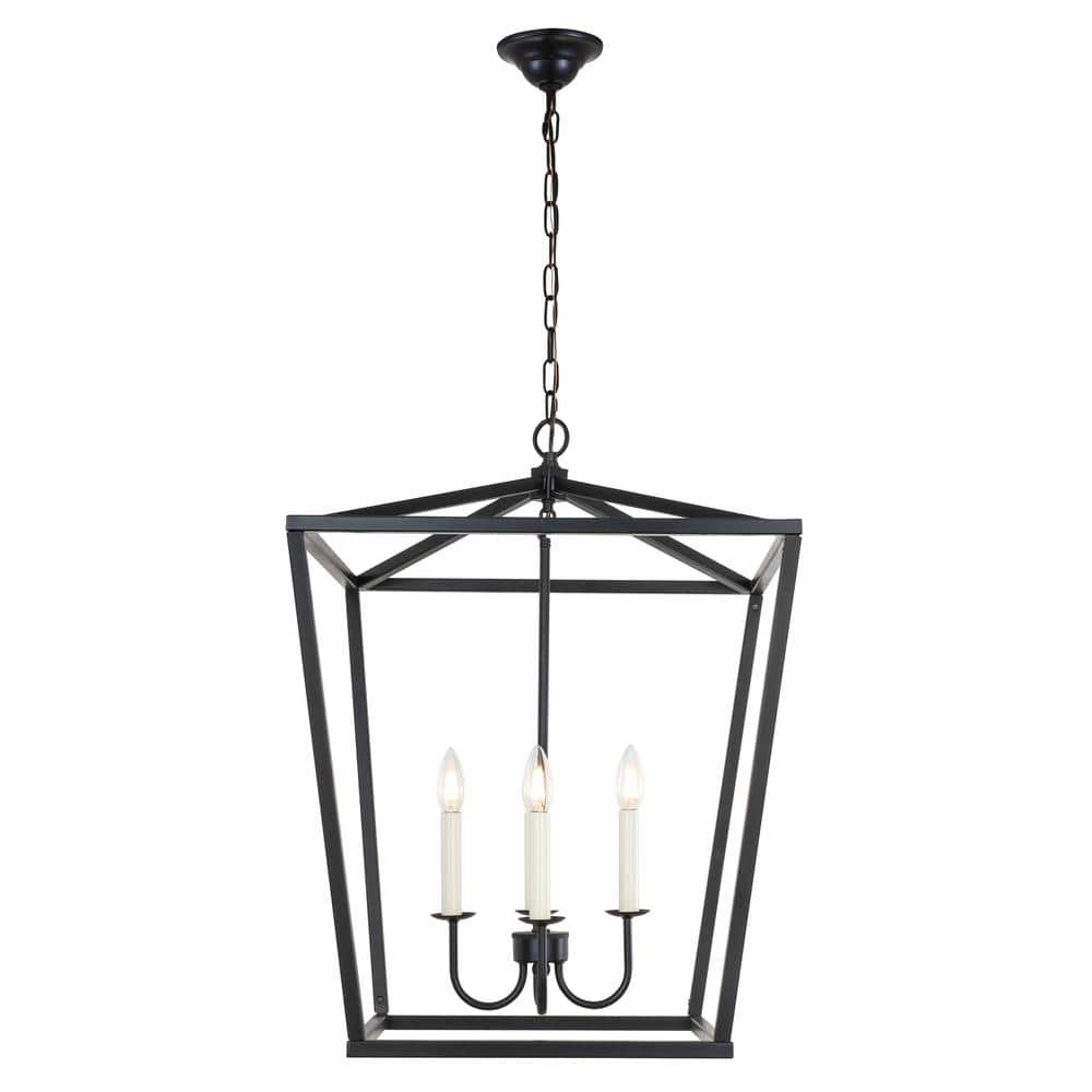 Timeless Home Mason 20 in. W x 26.6 in. H 4-Light Black Pendant