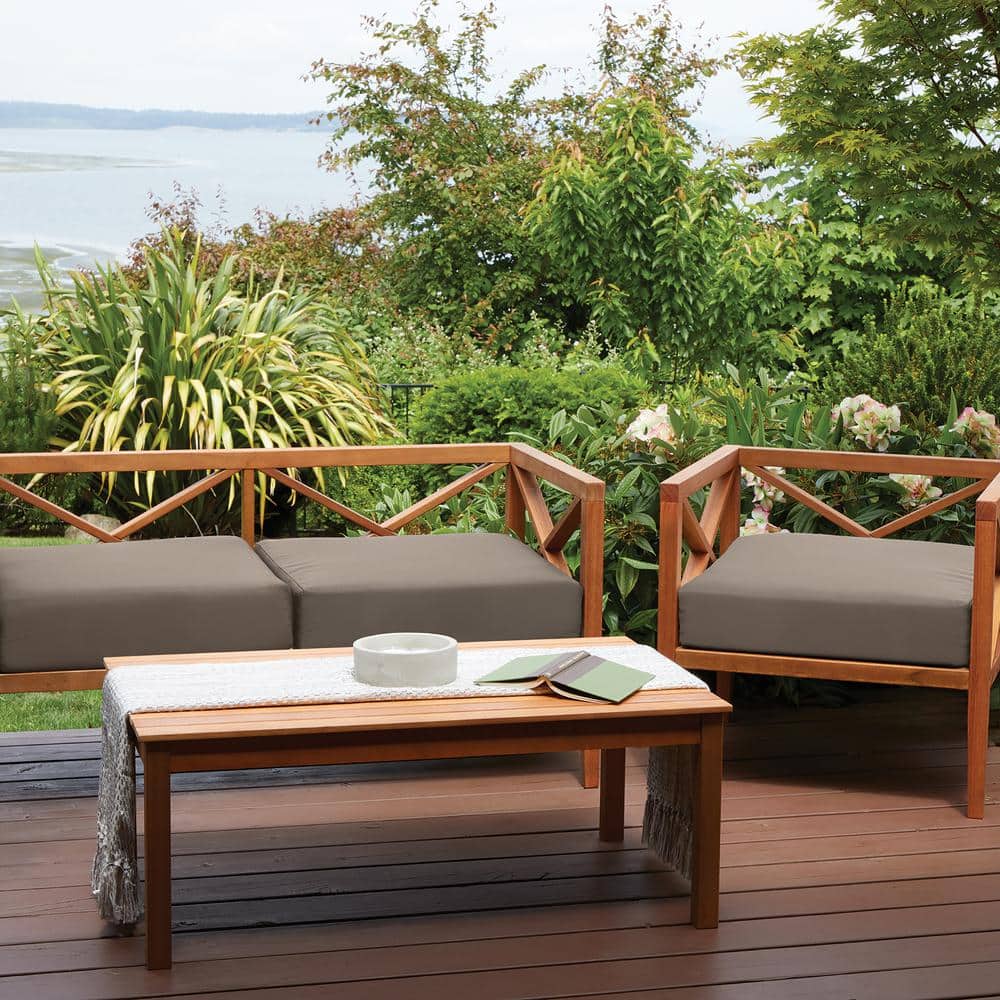Ravenna Space-Themed Square Outdoor Chair Cushion, Dark Taupe