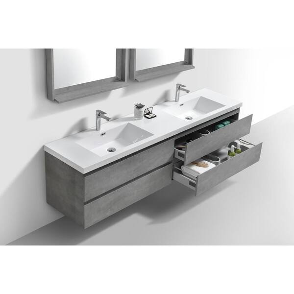 Bohemia 83 In W Bath Vanity Cement Gray With Reinforced Acrylic Top White Basins Mob84d Cg The Home Depot - 83 Bathroom Vanity Top Bohemia 83 In W Bath Vanity Cement Gray With Reinforced Acrylic Top White Basins Mob84d Cg The Home Depot - 83 Bathroom Vanity Top