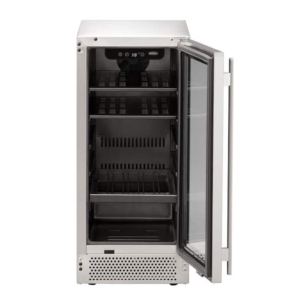 15 in. Beverage Center 5 Wine Bottles Plus Can Capacity in Stainless Steel Glass Door