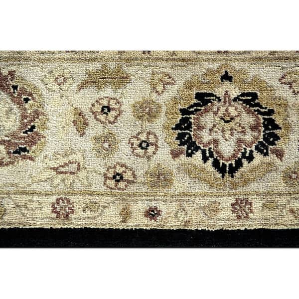 8 ft. Round Black, Brown, Gold Abstract Area Rug