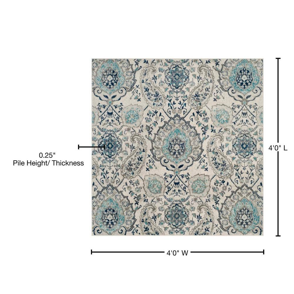 47" Square Gray Synthetic Easy Care Area Rug