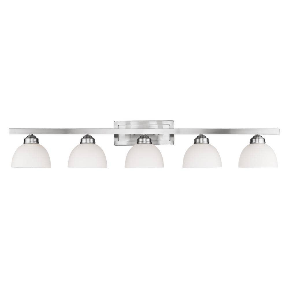 Somerset Brushed Nickel 5-Light Bath Vanity with Satin Glass