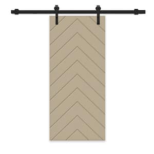 Herringbone 24 in. x 84 in. Fully Assembled Unfinished MDF Modern Sliding Barn Door with Hardware Kit