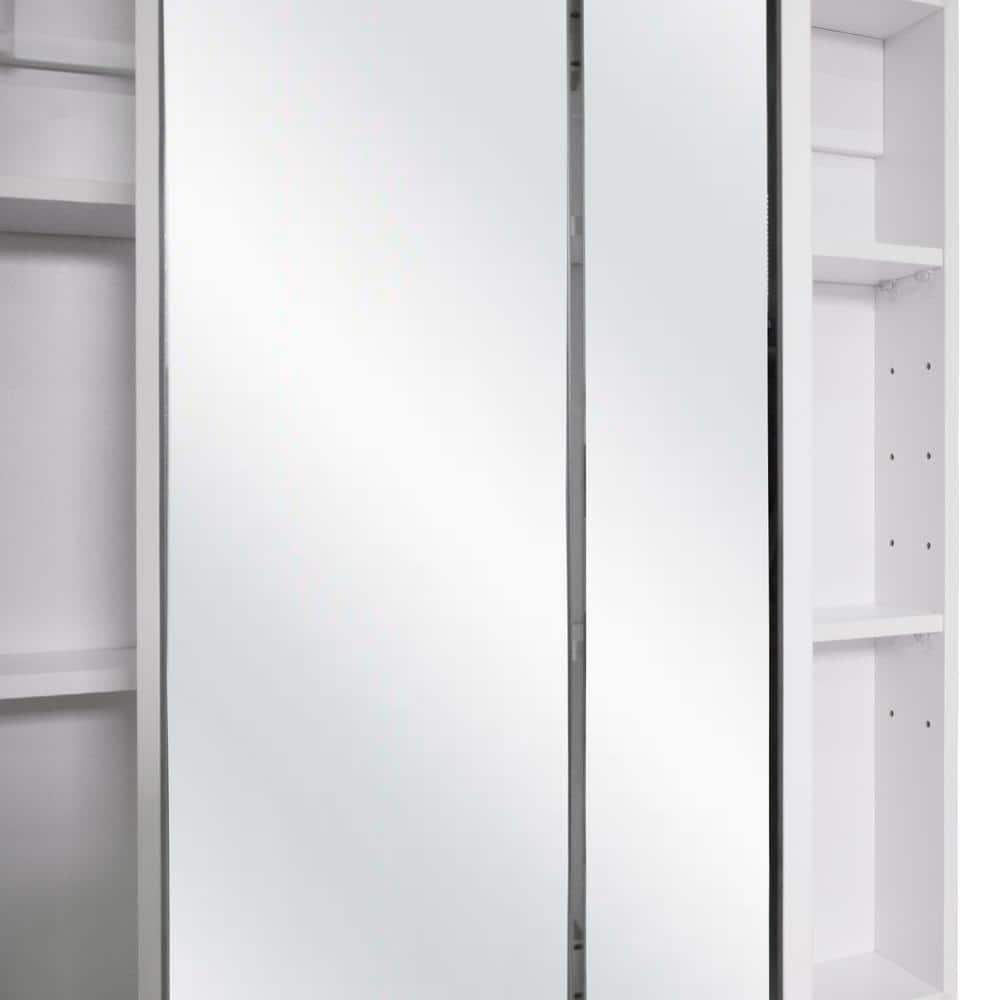36 Inch White Tri-View Bathroom Medicine Cabinet with Mirror