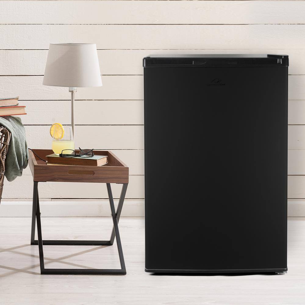 Black Compact Counter Depth Mini Fridge with Glass Shelves
