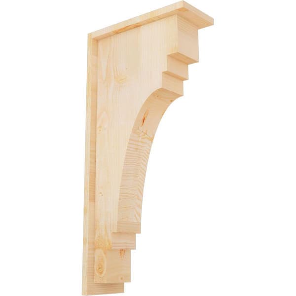Ekena Millwork 6 in. x 14 in. x 22 in. Douglas Fir Pescadero Rough Sawn Corbel with Backplate