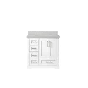 Boston 36 in. W x 22 in. D x 36 in. H Single Sink Bath Vanity Center in White with 2" Carrara Quartz Top