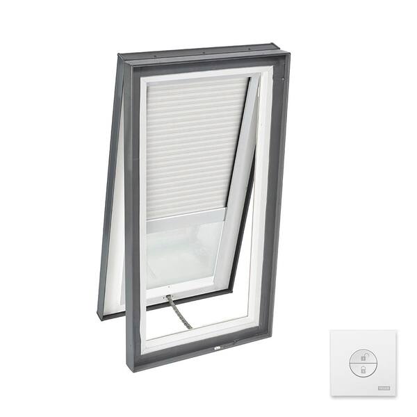 VELUX 22-1/2 in. x 34-1/2 in. Solar Powered Venting Curb Mount Skylight w/ Laminated LowE3 Glass & White Light Filtering Blind