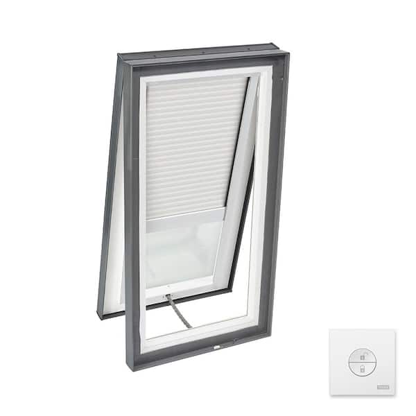 VELUX 22-1/2 in. x 46-1/2 in. Solar Powered Venting Curb Mount Skylight w/ Laminated LowE3 Glass & White Light Filtering Blind