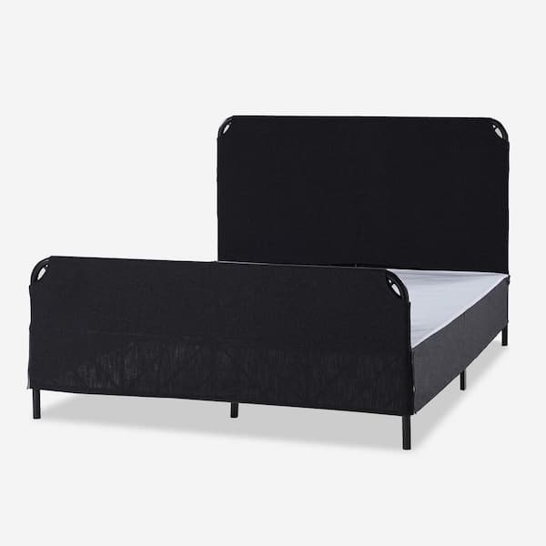 JAYDEN CREATION Octavius 2 Piece Contemporary Bedroom Set with Bed Skirt-King-BLACK