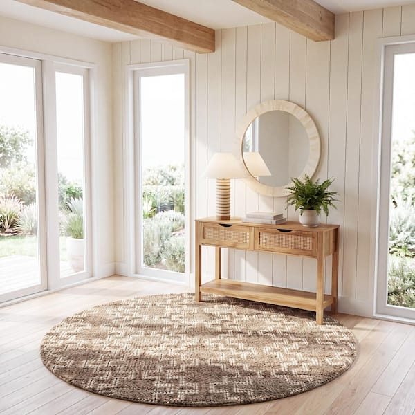 Vermont 6 ft. x 6 ft. Beige Tribal Round Rug