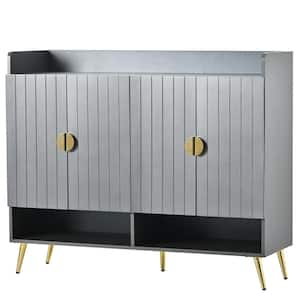 47.2 in. W x 15.70 in. D x 39.4 in. H Gray Linen Cabinet with Doors, 11-Tier Shoe Storage Cabinet