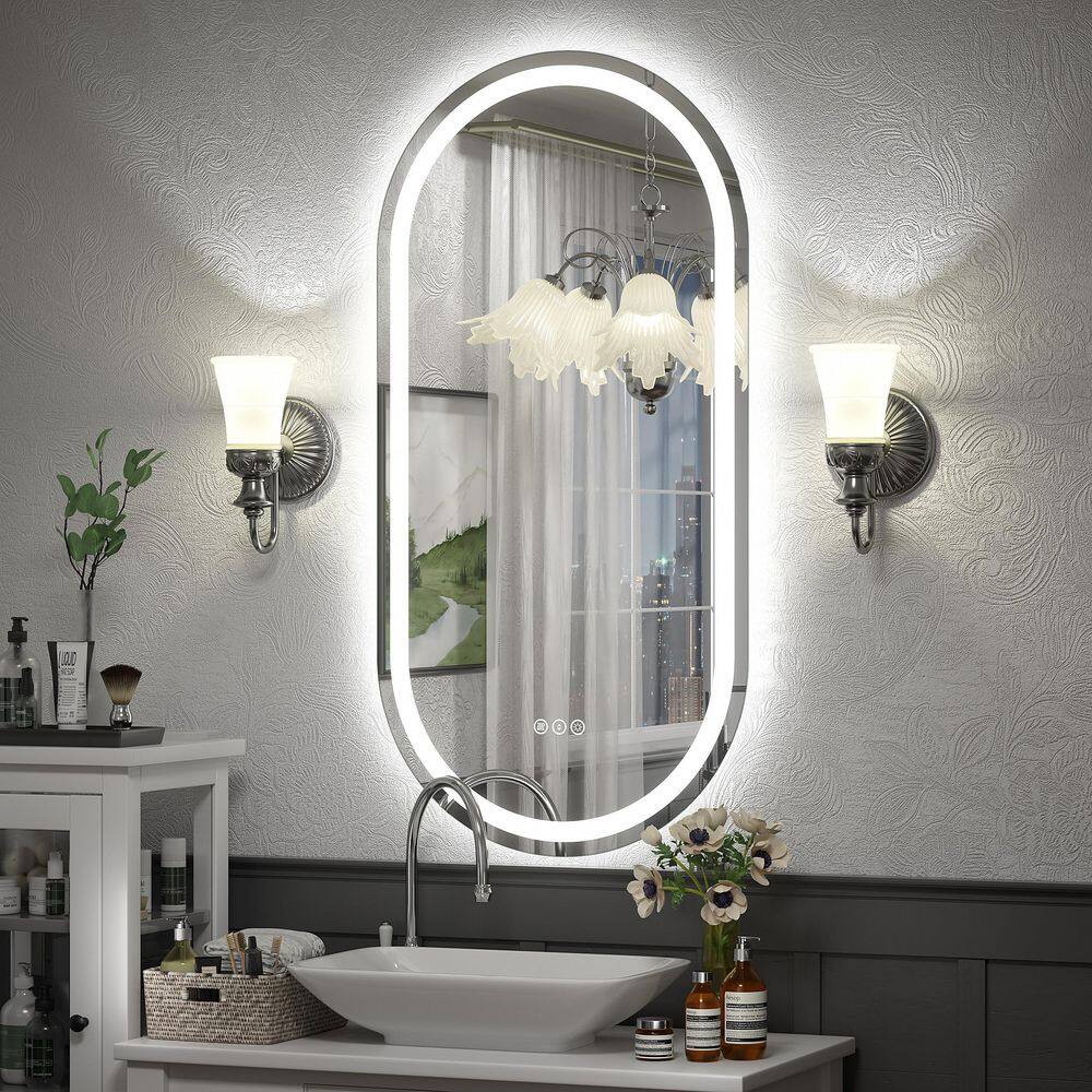 20 in. W x 40 in. H Oval Frameless UL Certified Front and Back LED Anti-Fog Tempered Glass Bathroom Vanity Mirror price history on PriceWatchPro