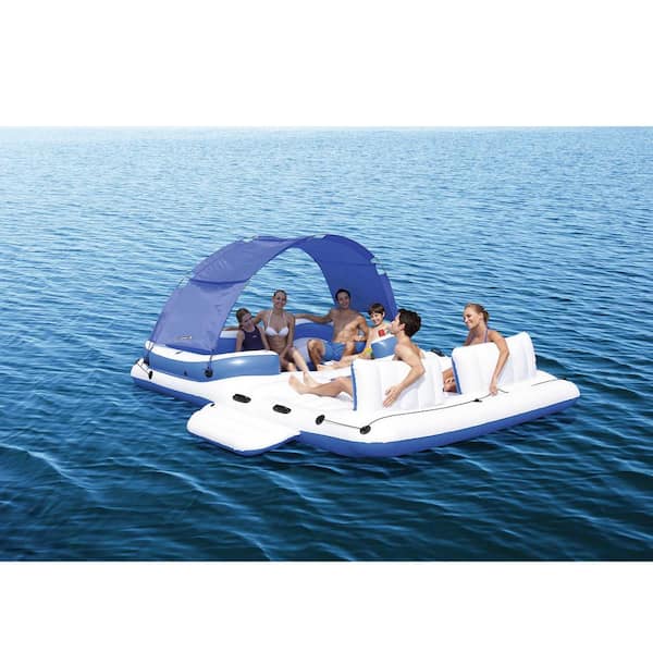 CoolerZ Blue Tropical Breeze 6-Person Floating Island Lounge Raft and River Run II 2-Person Float