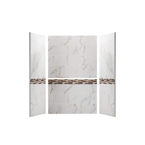 Moray 36 in. D x 60 in. W x 96 in. H Direct-to-Stud 4-Piece Alcove Polyurethane Shower Wall Surround in White