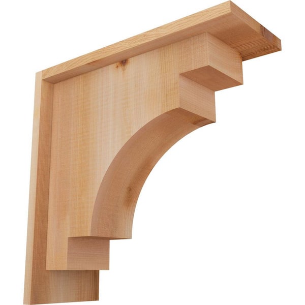 Ekena Millwork 5-1/2 in. x 14 in. x 14 in. Western Red Cedar Mediterranean Smooth Corbel with Backplate