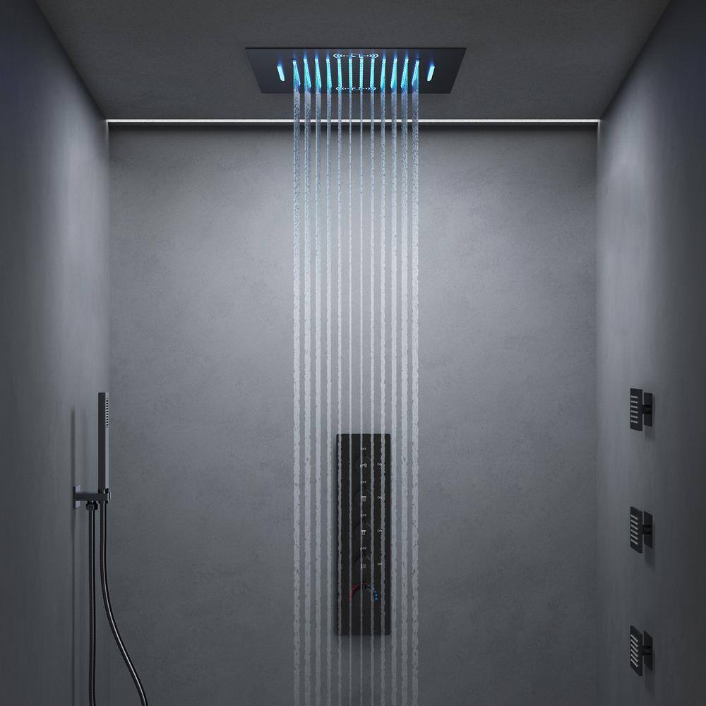 Matte Black 20" LED Ceiling Shower System with Bluetooth Speaker