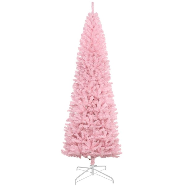 Unbranded 8 ft. Pink Slim Douglas Fir Artificial Christmas Tree Garden Statue with 1168 Realistic Branch Tips