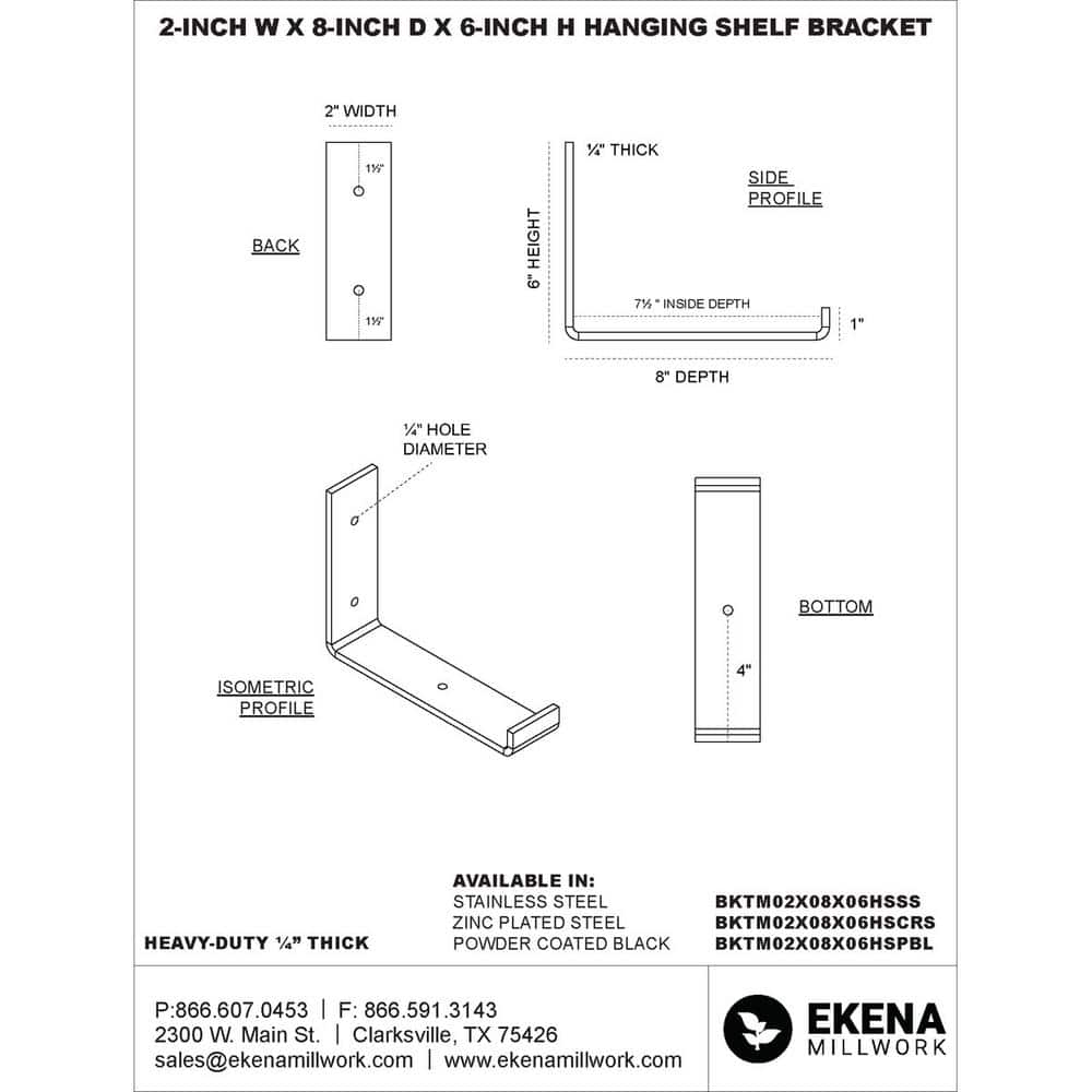Urban Industrial 6" Stainless Steel Shelf Bracket for Modern Decor